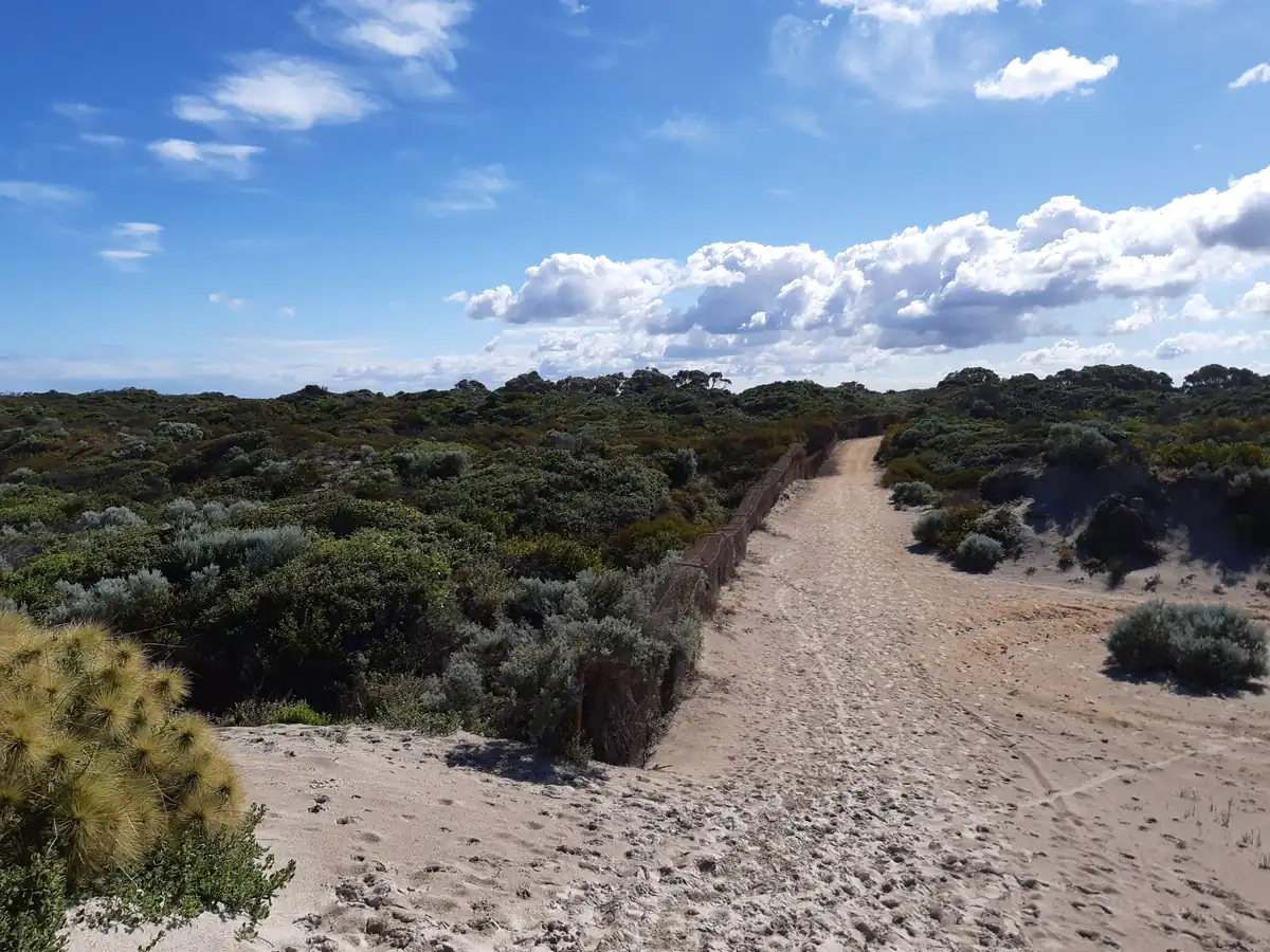 «مسیر شنی در تپه‌های ساحلی سکرت هاربر (Secret Harbour) در استرالیای غربی (Western Australia)»